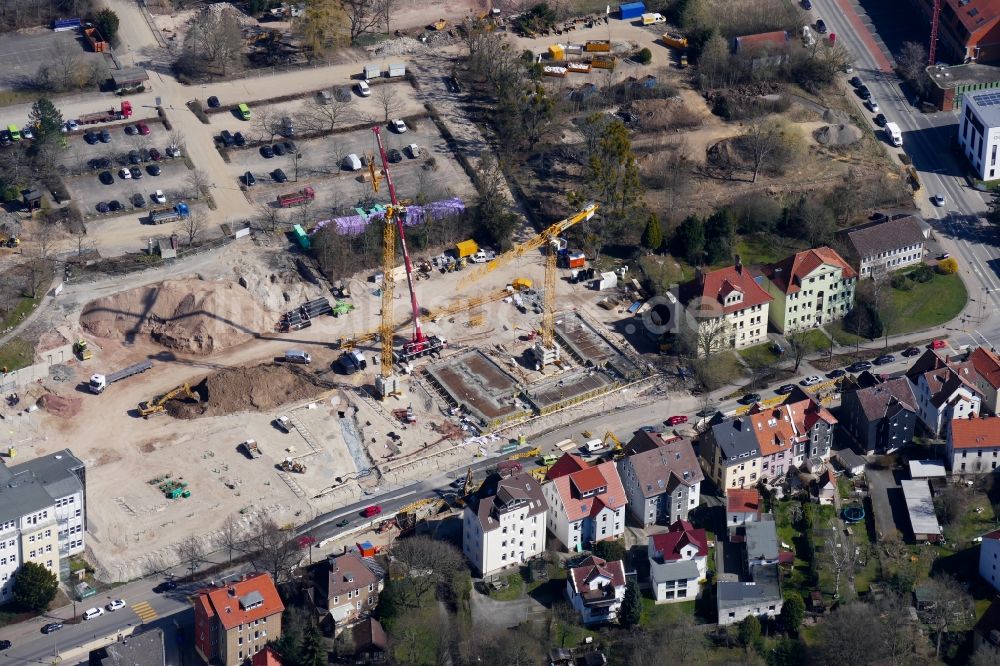 Göttingen aus der Vogelperspektive: Baustelle zum Neubau eines Studenten- Wohnheim - Gebäude in Göttingen im Bundesland Niedersachsen, Deutschland