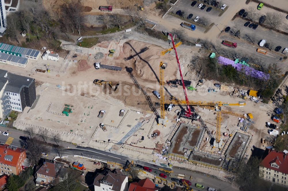 Luftaufnahme Göttingen - Baustelle zum Neubau eines Studenten- Wohnheim - Gebäude in Göttingen im Bundesland Niedersachsen, Deutschland