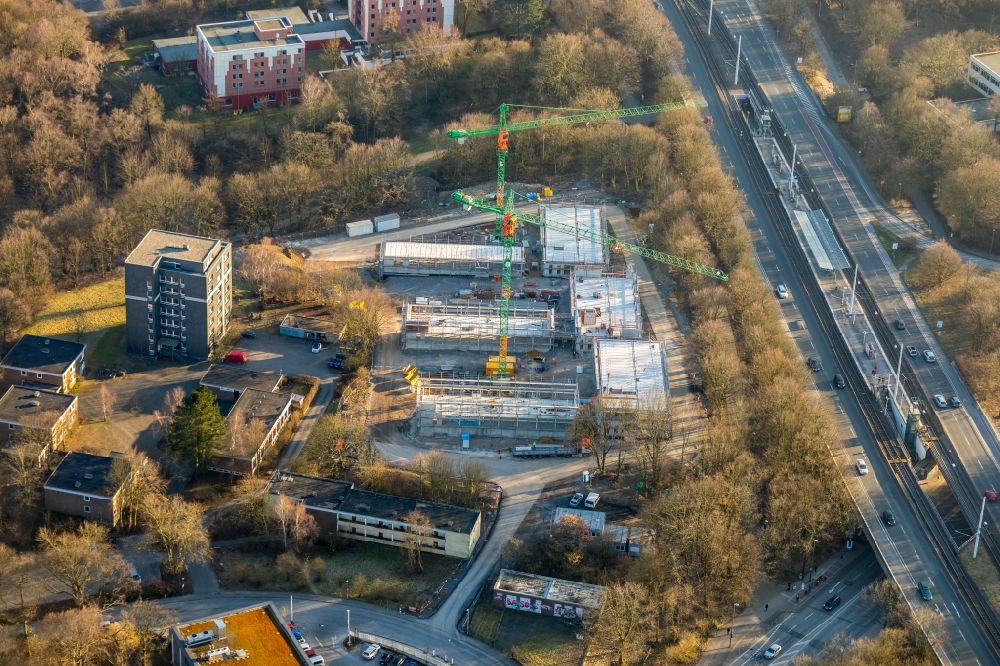 Luftbild Bochum - Baustelle zum Neubau eines Studenten- Wohnheim - Gebäude Laerheidestraße in Bochum im Bundesland Nordrhein-Westfalen, Deutschland