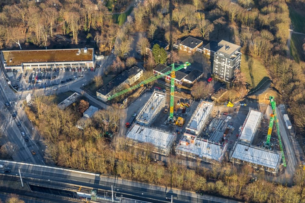 Bochum aus der Vogelperspektive: Baustelle zum Neubau eines Studenten- Wohnheim - Gebäude Laerheidestraße in Bochum im Bundesland Nordrhein-Westfalen, Deutschland