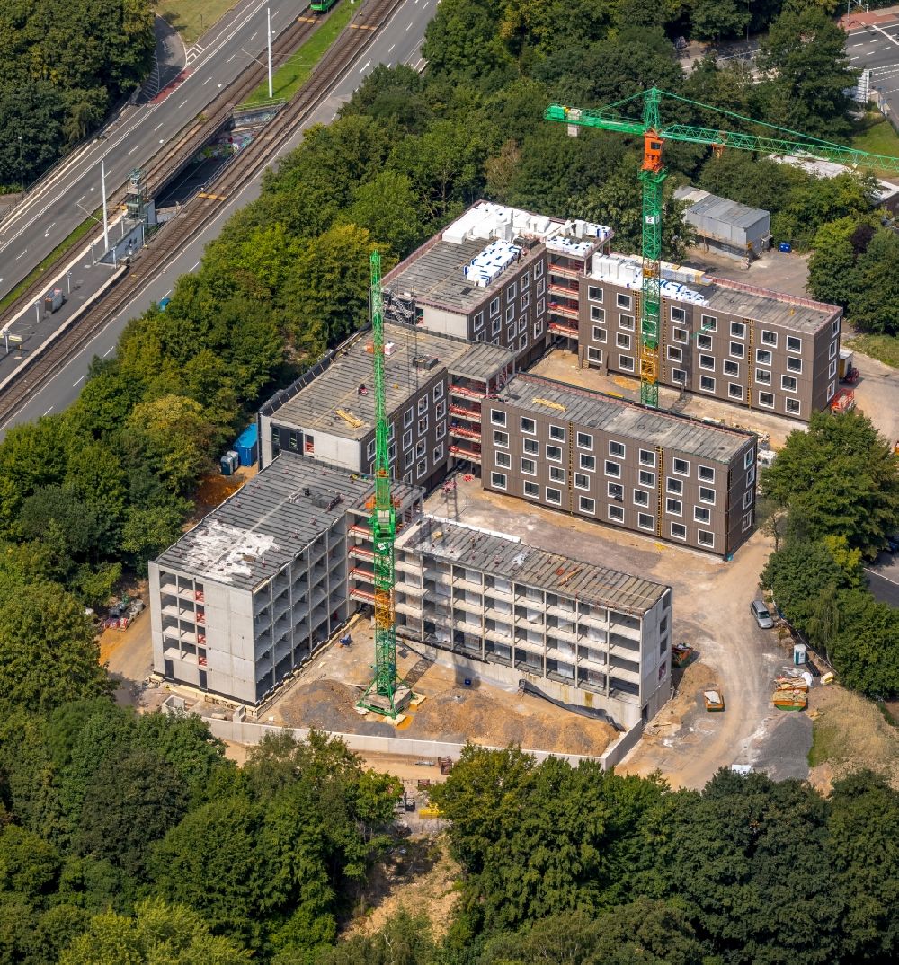 Bochum von oben - Baustelle zum Neubau eines Studenten- Wohnheim - Gebäude Laerheidestraße in Bochum im Bundesland Nordrhein-Westfalen, Deutschland