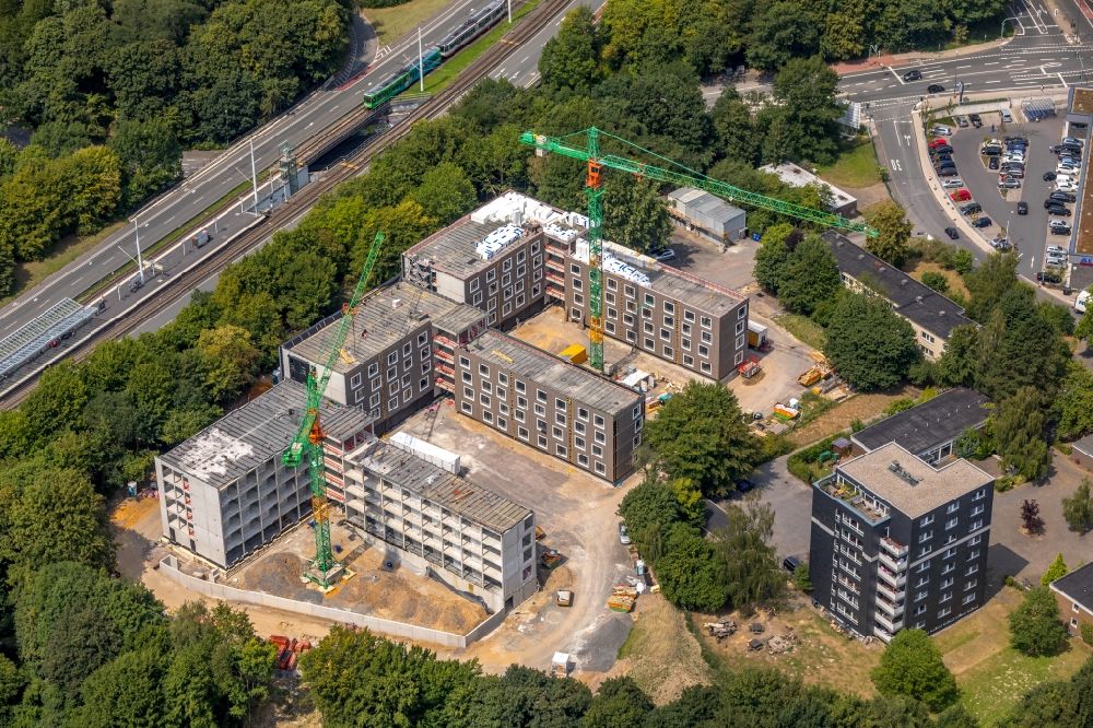Luftbild Bochum - Baustelle zum Neubau eines Studenten- Wohnheim - Gebäude Laerheidestraße in Bochum im Bundesland Nordrhein-Westfalen, Deutschland