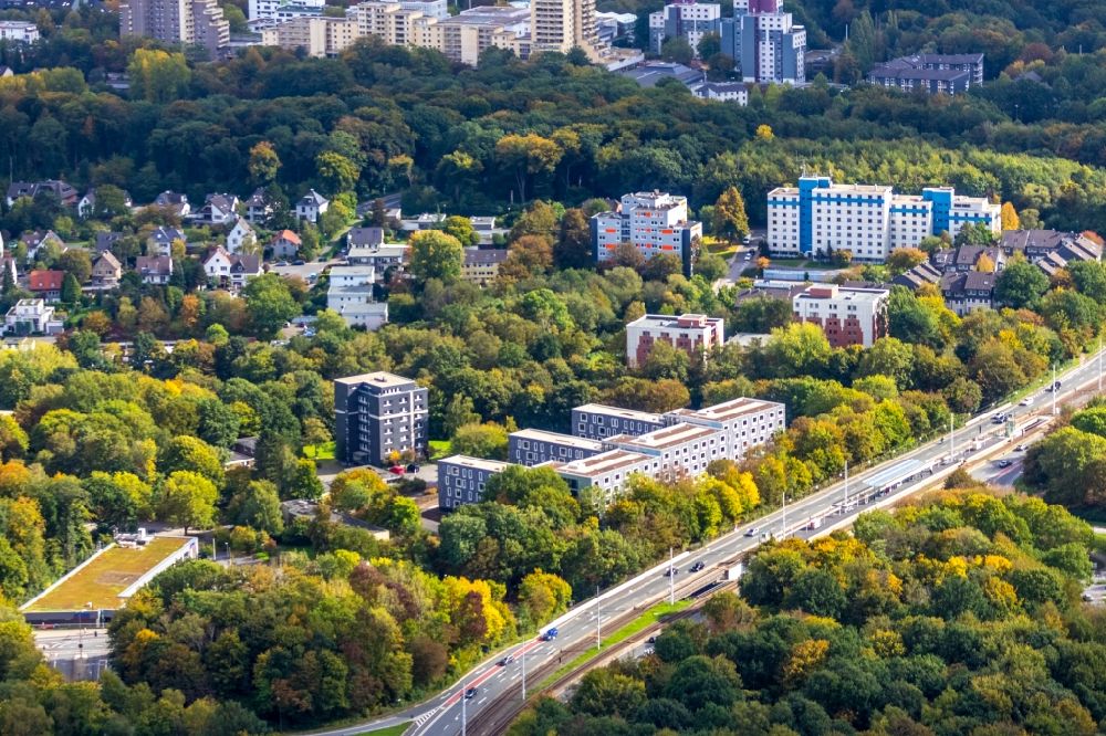 Bochum von oben - Baustelle zum Neubau eines Studenten- Wohnheim - Gebäude Laerheidestraße in Bochum im Bundesland Nordrhein-Westfalen, Deutschland
