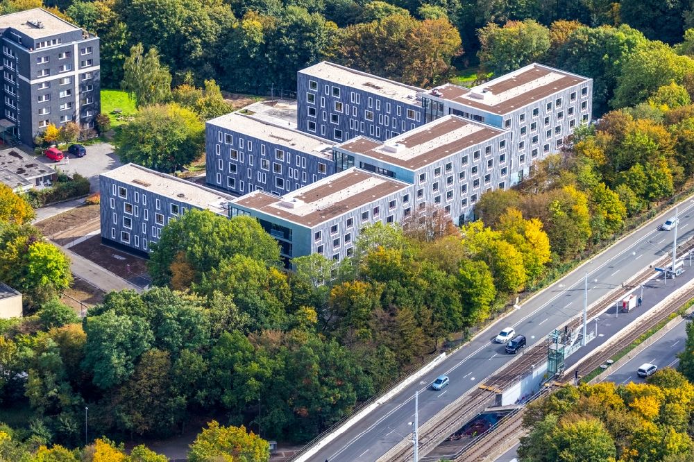 Bochum aus der Vogelperspektive: Baustelle zum Neubau eines Studenten- Wohnheim - Gebäude Laerheidestraße in Bochum im Bundesland Nordrhein-Westfalen, Deutschland