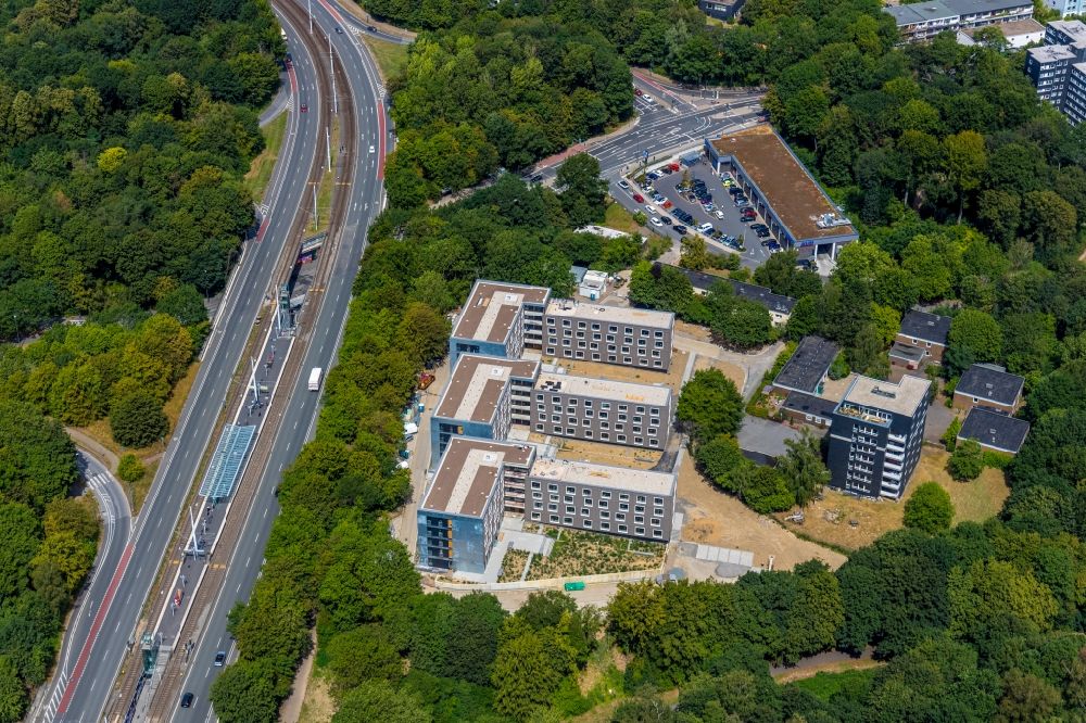 Luftaufnahme Bochum - Baustelle zum Neubau eines Studenten- Wohnheim - Gebäude Laerheidestraße in Bochum im Bundesland Nordrhein-Westfalen, Deutschland