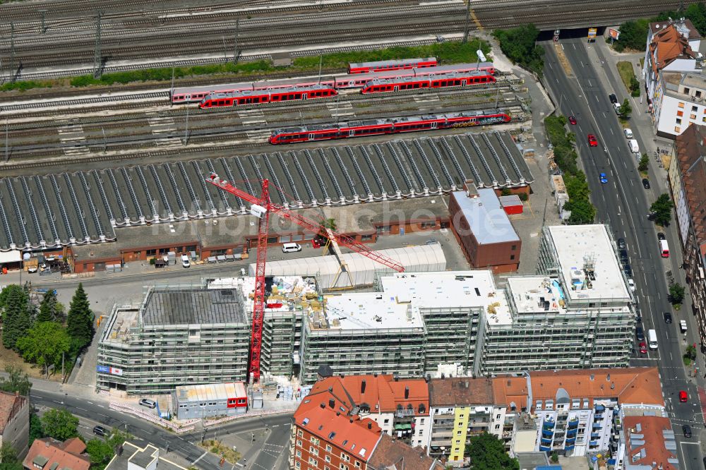 Luftbild Nürnberg - Baustelle zum Neubau eines Studenten- Wohnheim - Gebäude im Ortsteil Glockenhof in Nürnberg im Bundesland Bayern, Deutschland