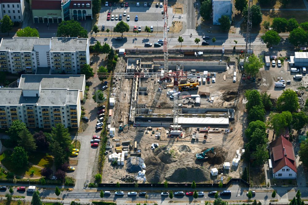 Luftbild Oranienburg - Baustelle zum Neubau eines Studenten- Wohnheims an der Martin-Luther-Straße in Oranienburg im Bundesland Brandenburg, Deutschland