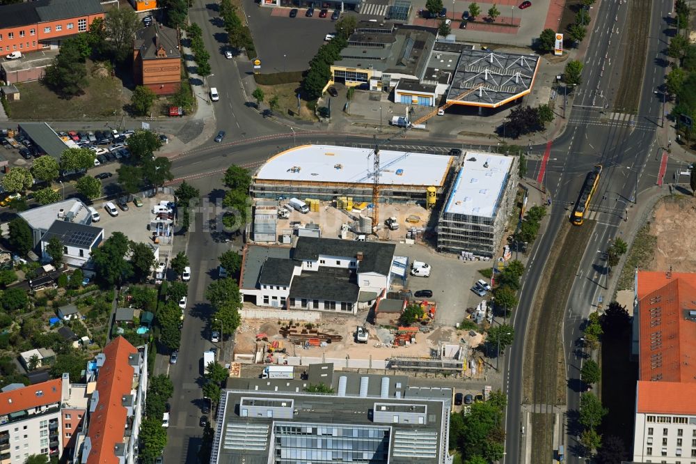 Luftbild Dresden - Baustelle zum Neubau eines Supermarkts an der Behringstraße Ecke Fröbelstraße in Dresden im Bundesland Sachsen, Deutschland