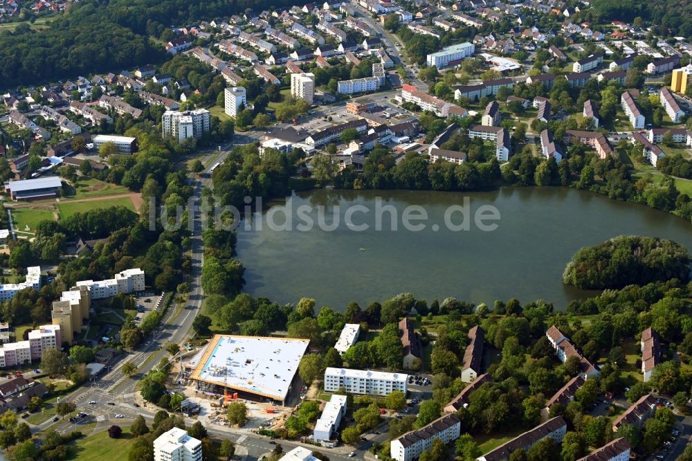 Luftaufnahme Wolfsburg - Baustelle zum Neubau des Supermarkts Edeka in Wolfsburg im Bundesland Niedersachsen, Deutschland
