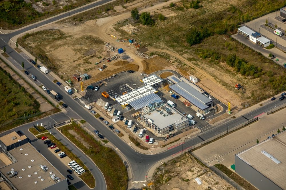 Luftaufnahme Gelsenkirchen - Baustelle zum Neubau einer Tankstelle der Westfalen AG in Gelsenkirchen im Bundesland Nordrhein-Westfalen, Deutschland