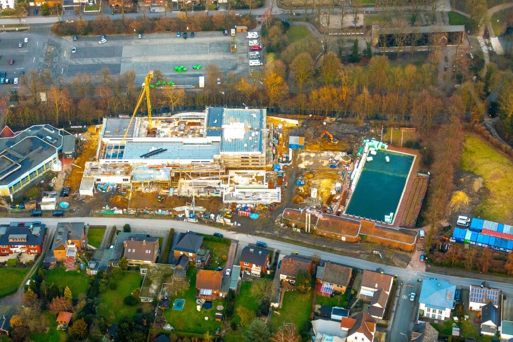 Luftbild Werne - Baustelle zum Neubau der Therme und Schwimmbecken am Freibad der Freizeiteinrichtung Natur-Solebad Werne GmbH in Werne im Bundesland Nordrhein-Westfalen