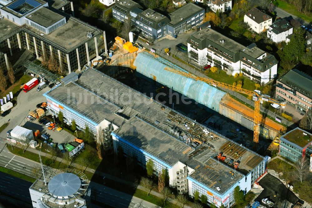 Luftbild Stuttgart - Baustelle zum Neubau der Tiefgarage im Ortsteil Degerloch in Stuttgart im Bundesland Baden-Württemberg, Deutschland