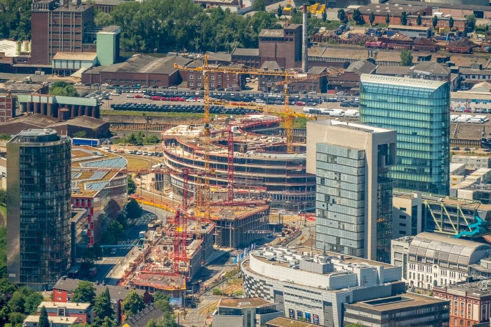 Luftbild Düsseldorf - Baustelle zum Neubau trivago-Zentrale an der Kesselstraße durch die Ed. Züblin AG im Ortsteil Medienhafen in Düsseldorf im Bundesland Nordrhein-Westfalen
