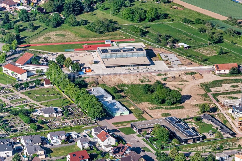 Luftbild Rust - Baustelle zum Neubau der Veranstaltungshalle Rheingießenhalle in Rust im Bundesland Baden-Württemberg, Deutschland