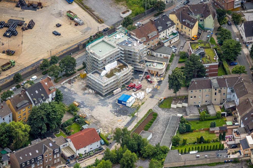 Luftaufnahme Hamm - Baustelle zum Neubau der Veranstaltungshalle Stadtteilzentrum Weststadt an der Wilhelmstraße in Hamm im Bundesland Nordrhein-Westfalen, Deutschland