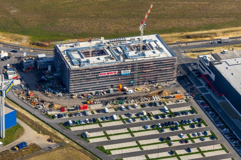Luftbild Kamen - Baustelle zum Neubau eines Verwaltungsgebäudes der Woolworth GmbH in Kamen im Bundesland Nordrhein-Westfalen, Deutschland