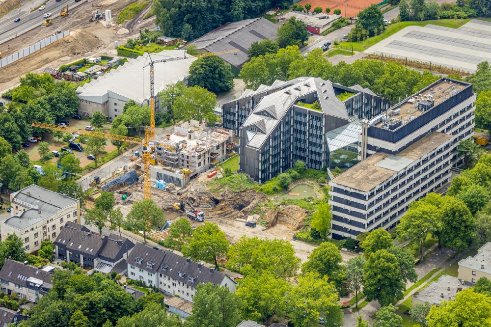 Bochum von oben - Baustelle zum Neubau von vier Mehrfamilienhäusern an der Paulstraße in Bochum im Bundesland Nordrhein-Westfalen, Deutschland