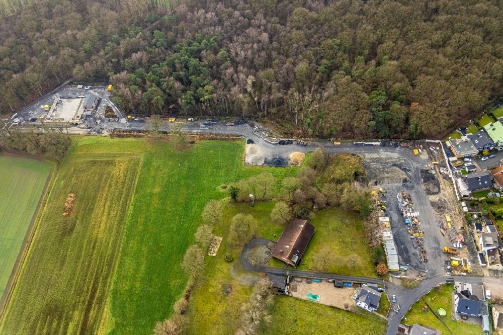 Luftbild Herringen - Baustelle zum Neubau eines Wasser- Pumpwerkes am Bocksheideweg in Herringen im Bundesland Nordrhein-Westfalen, Deutschland