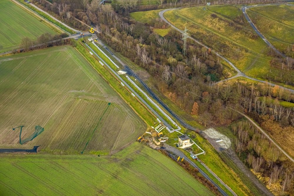 Luftaufnahme Herringen - Baustelle zum Neubau eines Wasser- Pumpwerkes am Bocksheideweg in Herringen im Bundesland Nordrhein-Westfalen, Deutschland