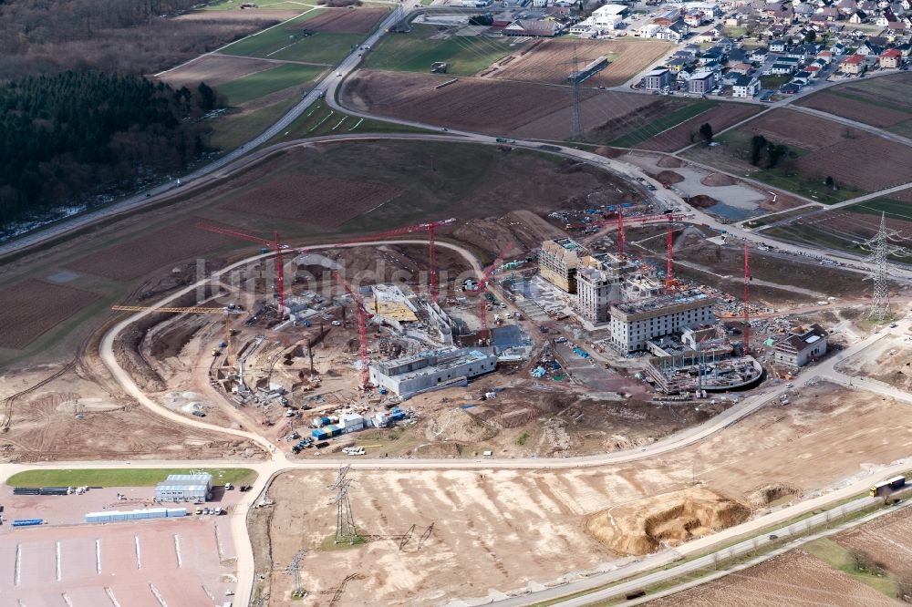 Luftbild Rust - Baustelle zum Neubau WASSERPARK der Freizeiteinrichtung Europa-Park in Rust im Bundesland Baden-Württemberg