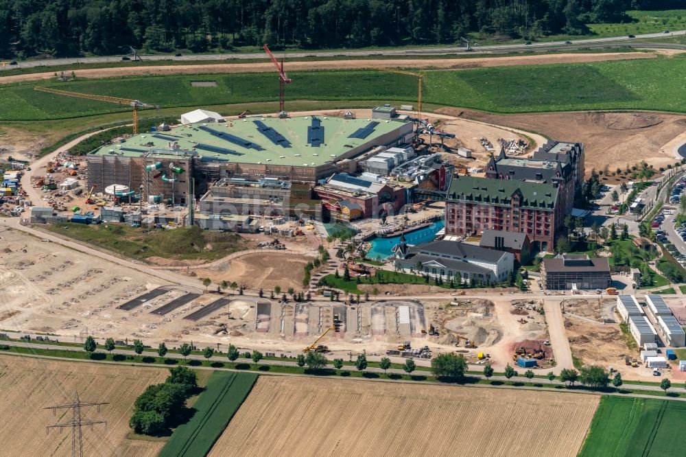 Rust aus der Vogelperspektive: Baustelle zum Neubau WASSERPARK der Freizeiteinrichtung Europa-Park in Rust im Bundesland Baden-Württemberg