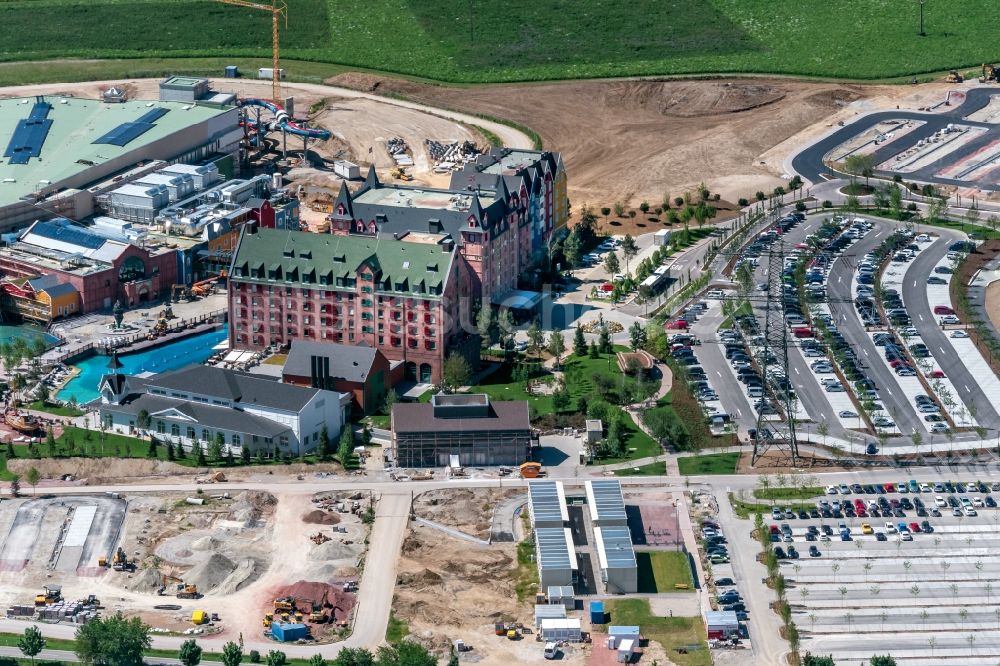 Luftbild Rust - Baustelle zum Neubau WASSERPARK der Freizeiteinrichtung Europa-Park in Rust im Bundesland Baden-Württemberg