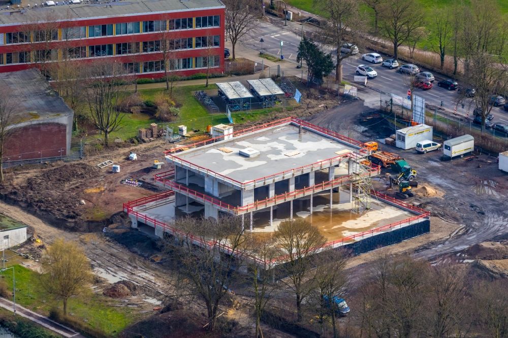 Luftbild Hamm - Baustelle zum Neubau eines Wassersportzentrums an der Adenauerallee im Ortsteil Heessen in Hamm im Bundesland Nordrhein-Westfalen, Deutschland