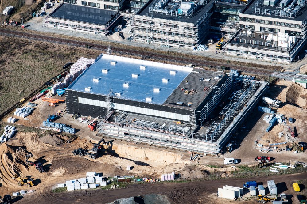 Stade von oben - Baustelle zum Neubau eines Weiterbildungs- und Bildungszentrums in Stade im Bundesland Niedersachsen, Deutschland