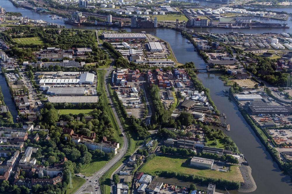 Luftbild Hamburg - Baustelle zum Neubau der Wilhelmsburger Reichsstraße / B75 in Hamburg, Deutschland