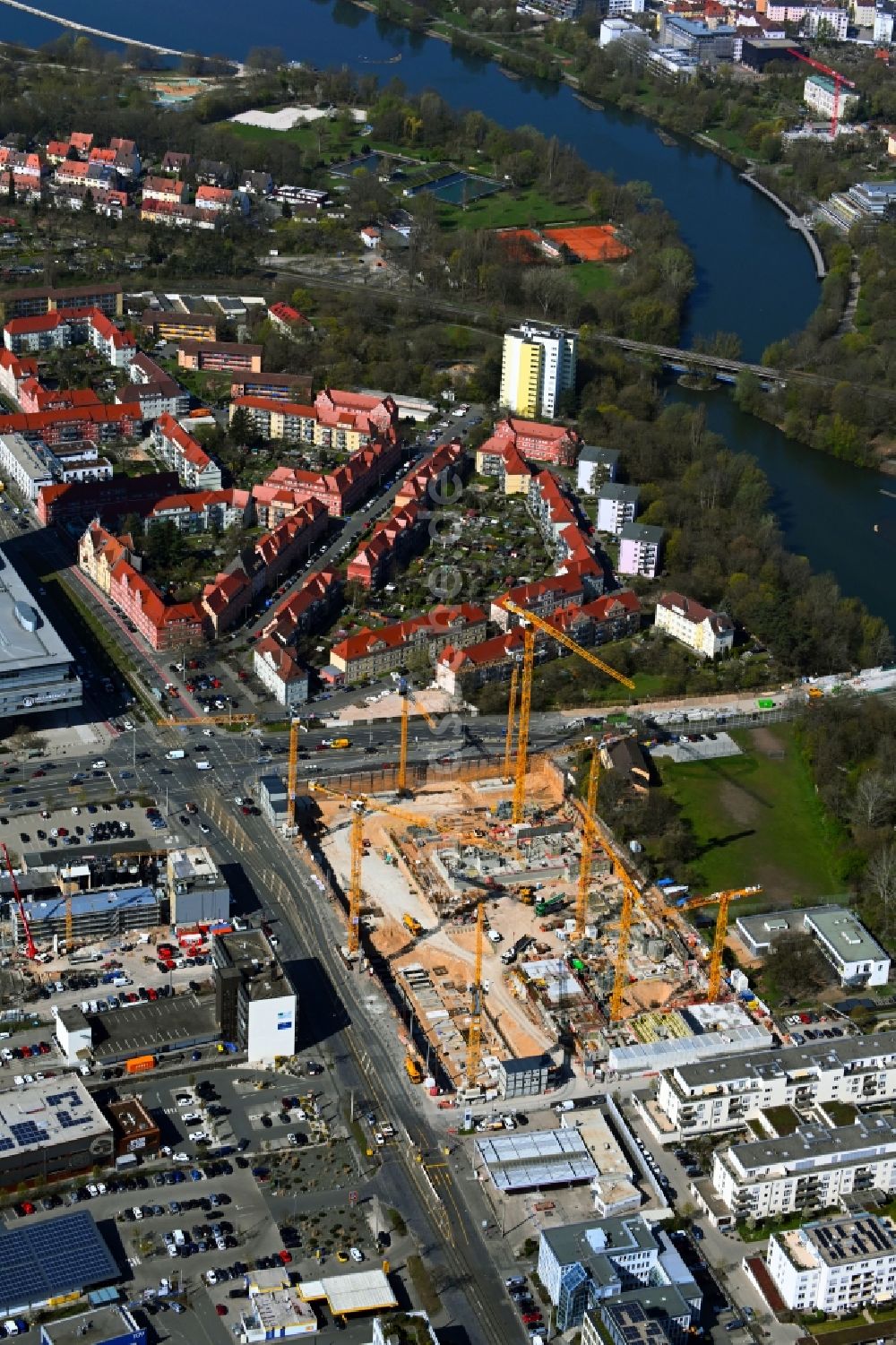 Luftbild Nürnberg - Baustelle zum Neubau eines Wohn- und Geschäftshaus- Quartiers Seetor City Campus in Nürnberg im Bundesland Bayern, Deutschland