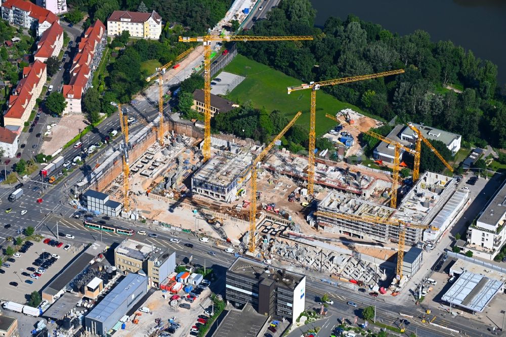 Luftaufnahme Nürnberg - Baustelle zum Neubau eines Wohn- und Geschäftshaus- Quartiers Seetor City Campus in Nürnberg im Bundesland Bayern, Deutschland