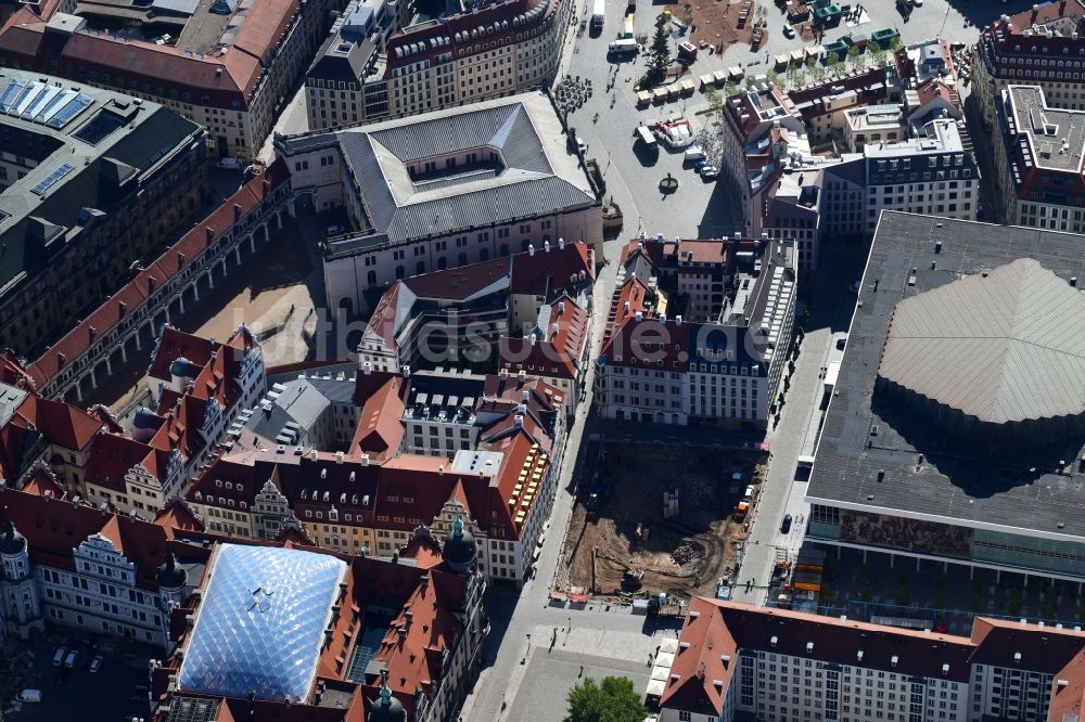 Luftbild Dresden - Baustelle zum Neubau eines Wohn- und Geschäftshauses der Baywobau GmbH in Dresden im Bundesland Sachsen, Deutschland