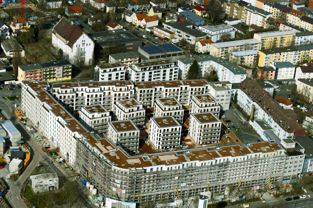 Luftbild Offenbach am Main - Baustelle zum Neubau eines Wohn- und Geschäftshauses Goethequartier im Ortsteil Nordend in Offenbach am Main im Bundesland Hessen, Deutschland