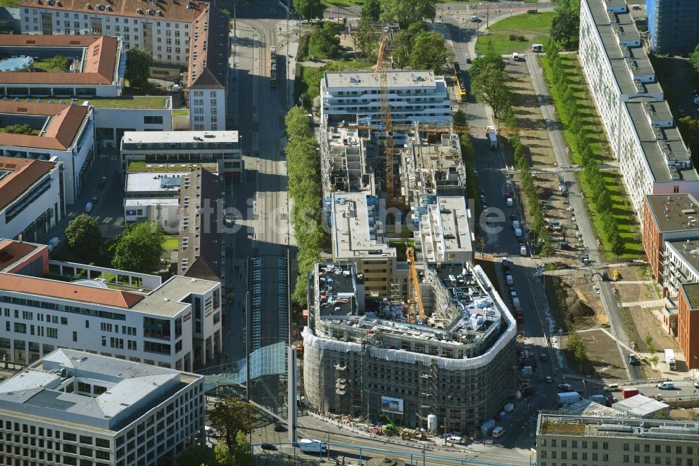 Luftaufnahme Dresden - Baustelle zum Neubau eines Wohn- und Geschäftshauses Haus Postplatz in Dresden im Bundesland Sachsen, Deutschland