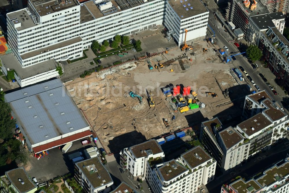 Luftaufnahme Berlin - Baustelle zum Neubau eines Wohn- und Geschäftshauses 3 Höfe im Ortsteil Tiergarten in Berlin, Deutschland