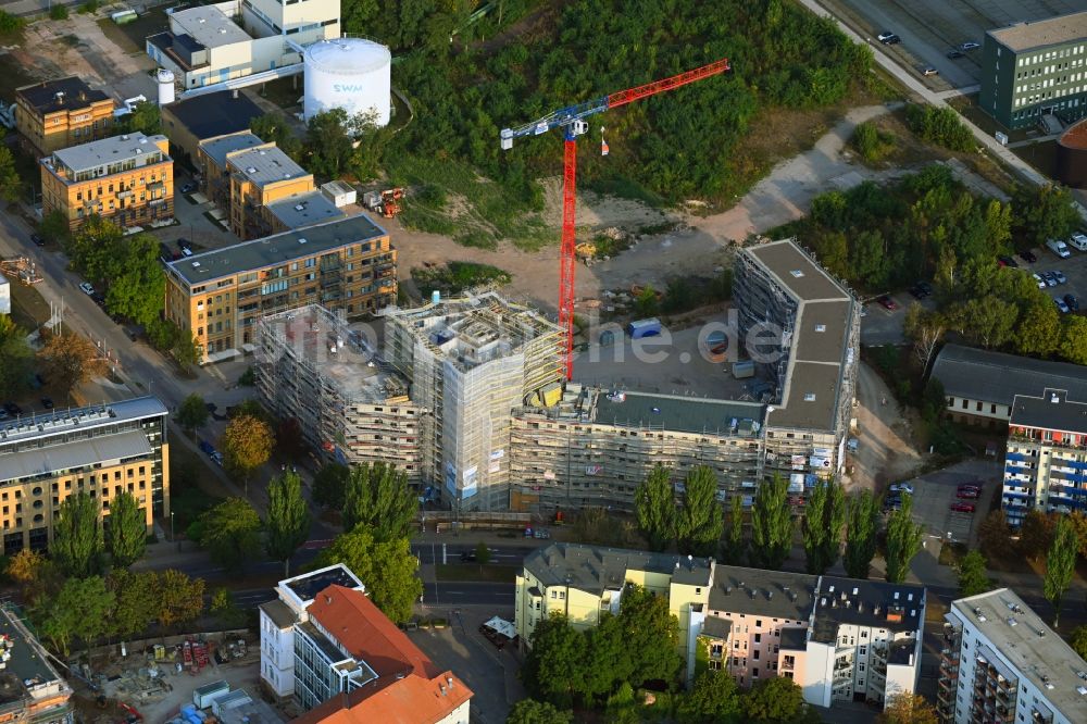 Luftbild Magdeburg - Baustelle zum Neubau eines Wohn- und Geschäftshauses LUISENCARRÉ im Ortsteil Zentrum in Magdeburg im Bundesland Sachsen-Anhalt, Deutschland