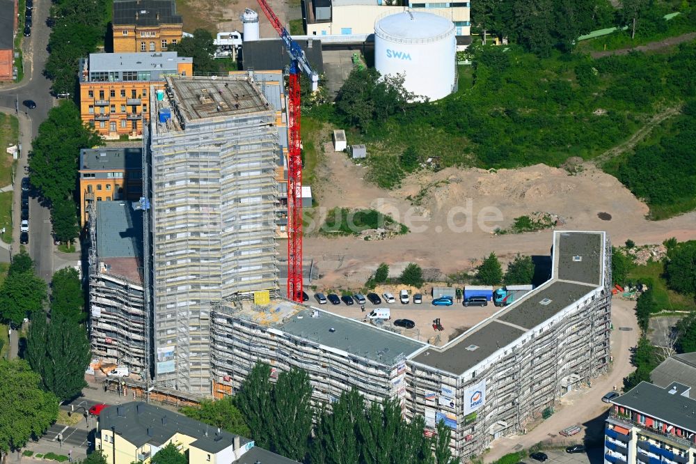 Luftbild Magdeburg - Baustelle zum Neubau eines Wohn- und Geschäftshauses LUISENCARRÉ im Ortsteil Zentrum in Magdeburg im Bundesland Sachsen-Anhalt, Deutschland