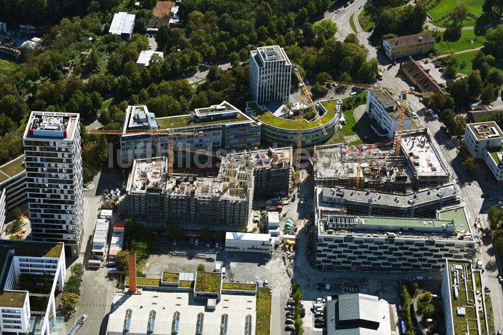 Luftbild Stuttgart - Baustelle zum Neubau eines Wohn- und Geschäftshauses MAYLIVING + MAYOFFICE in Stuttgart im Bundesland Baden-Württemberg, Deutschland