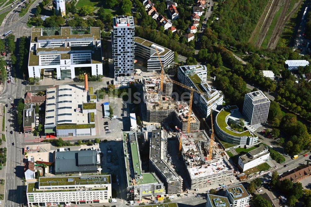 Luftaufnahme Stuttgart - Baustelle zum Neubau eines Wohn- und Geschäftshauses MAYLIVING + MAYOFFICE in Stuttgart im Bundesland Baden-Württemberg, Deutschland
