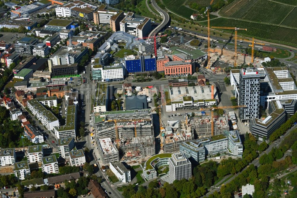 Luftaufnahme Stuttgart - Baustelle zum Neubau eines Wohn- und Geschäftshauses MAYLIVING + MAYOFFICE in Stuttgart im Bundesland Baden-Württemberg, Deutschland