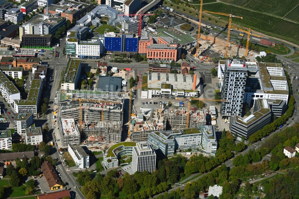 Stuttgart von oben - Baustelle zum Neubau eines Wohn- und Geschäftshauses MAYLIVING + MAYOFFICE in Stuttgart im Bundesland Baden-Württemberg, Deutschland