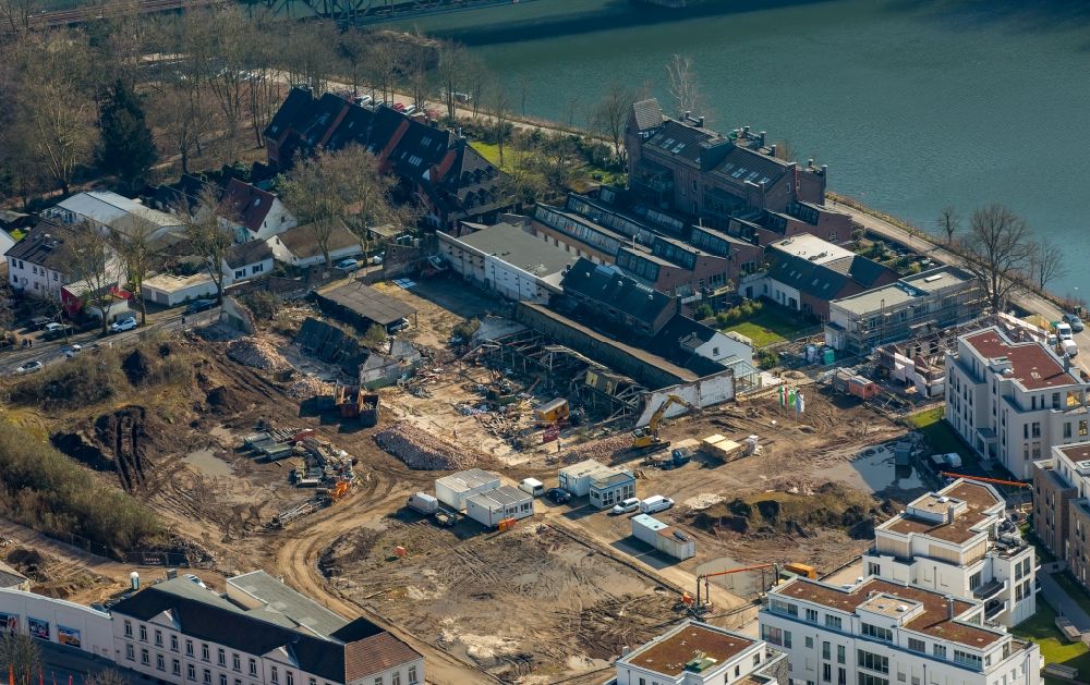 Kettwig von oben - Baustelle zum Neubau von Wohnanlage und Wohnpark Wohnen am Ruhrbogen am Ufer der Ruhr in Kettwig im Bundesland Nordrhein-Westfalen