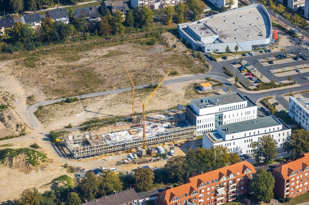 Hamm aus der Vogelperspektive: Baustelle zum Neubau- Wohngebiet Paracelsuspark an der Marker Allee in Hamm im Bundesland Nordrhein-Westfalen