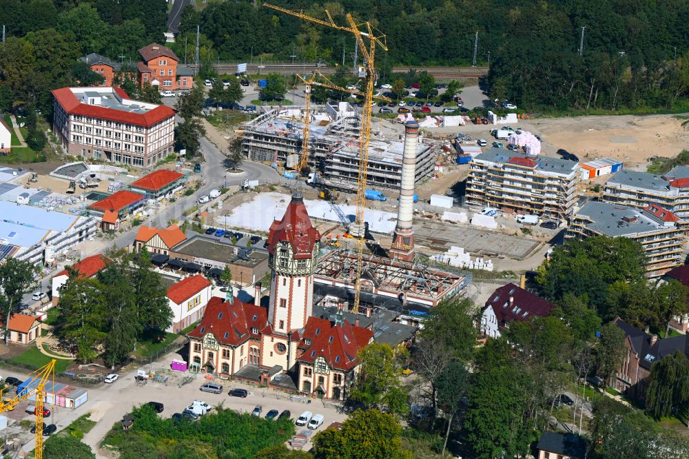 Beelitz von oben - Baustelle zum Neubau eines Wohngebiets Quartier Beelitz-Heilstätten in Beelitz im Bundesland Brandenburg, Deutschland