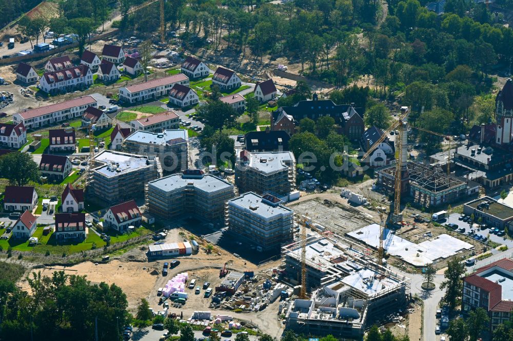 Luftbild Beelitz - Baustelle zum Neubau eines Wohngebiets Quartier Beelitz-Heilstätten in Beelitz im Bundesland Brandenburg, Deutschland