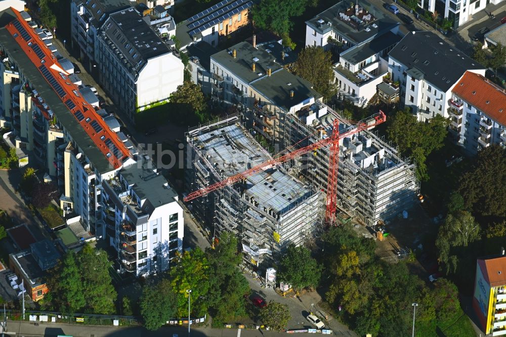 Luftaufnahme Leipzig - Baustelle zum Neubau eines Wohnhauses an der Alexanderstraße in Leipzig im Bundesland Sachsen, Deutschland