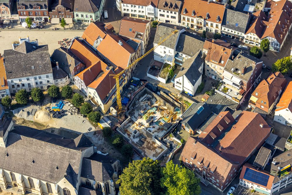 Luftbild Beckum - Baustelle zum Neubau eines Wohnhauses in Beckum im Bundesland Nordrhein-Westfalen, Deutschland