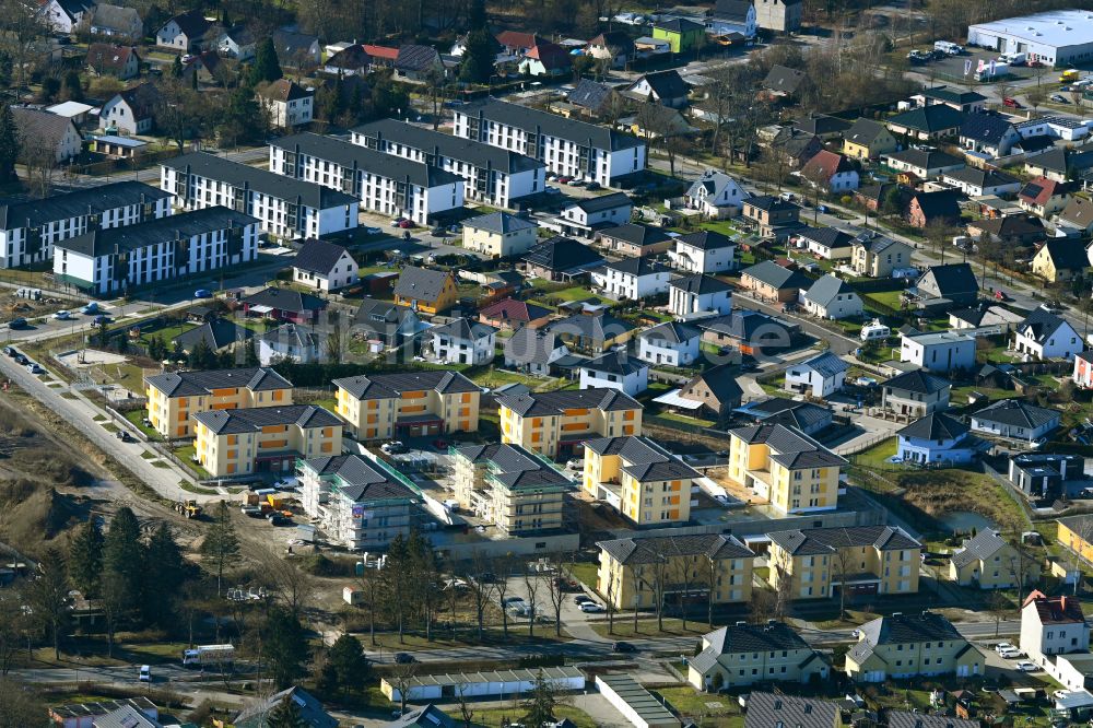Bernau von oben - Baustelle zum Neubau eines Wohnhauses in Bernau im Bundesland Brandenburg, Deutschland