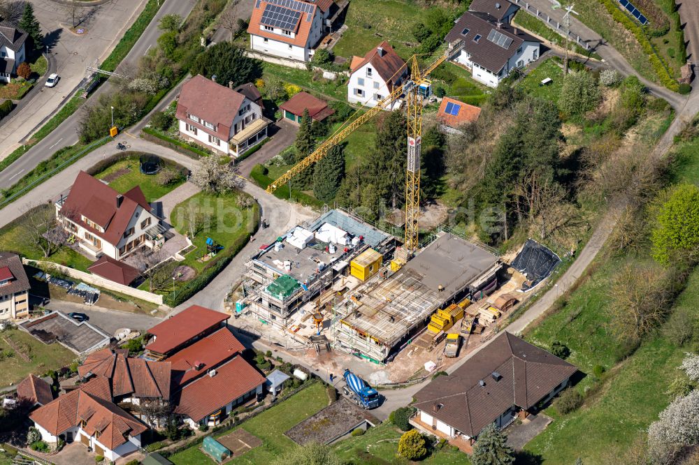 Ettenheim von oben - Baustelle zum Neubau eines Wohnhauses am Blumenberg in Ettenheim im Bundesland Baden-Württemberg, Deutschland