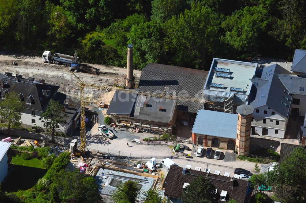 Luftbild Wiesbaden - Baustelle zum Neubau eines Wohnhauses am Bornhofenweg - Walkmühle in Wiesbaden im Bundesland Hessen, Deutschland